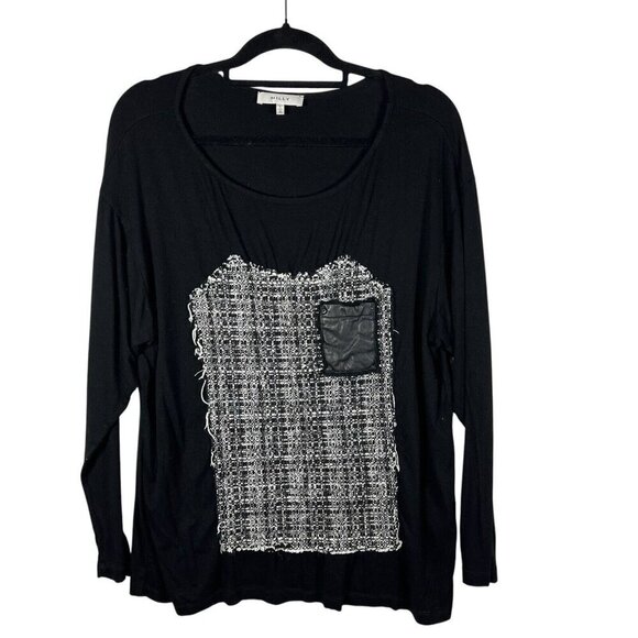 Milly Black Long Sleeve Shirt Front Patch And Pocket Women’s Size Large Designer - Picture 1 of 8